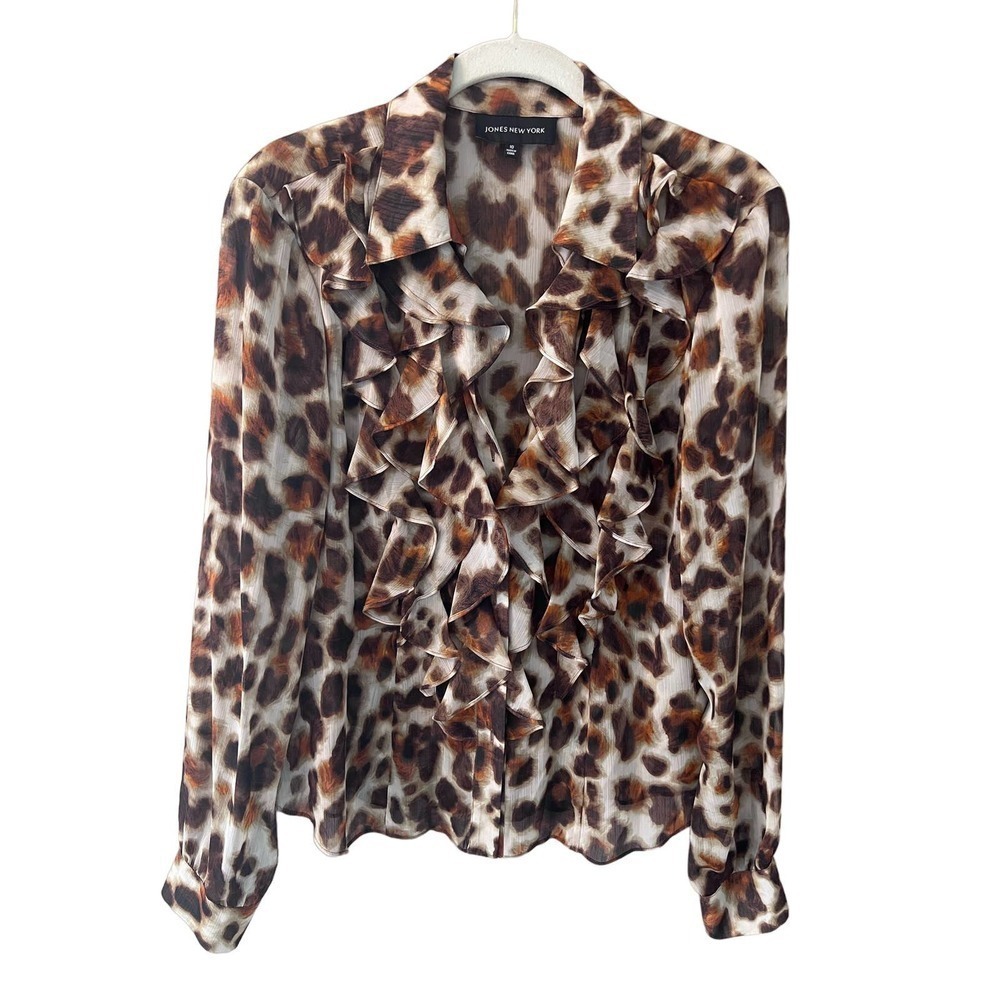 New Jones New York Ruffle Blouse sz 10